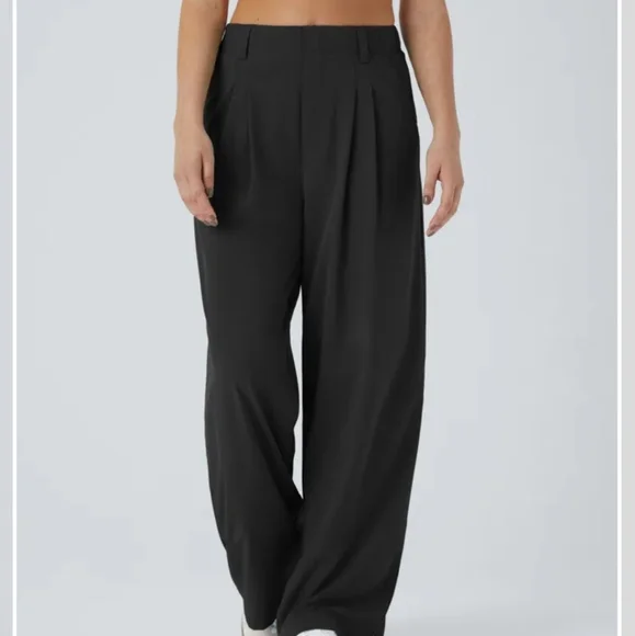 Halara Leg Flowy Solid Palazzo Quick Dry Casual Pants Size Medium Petite Black - Picture 1 of 8